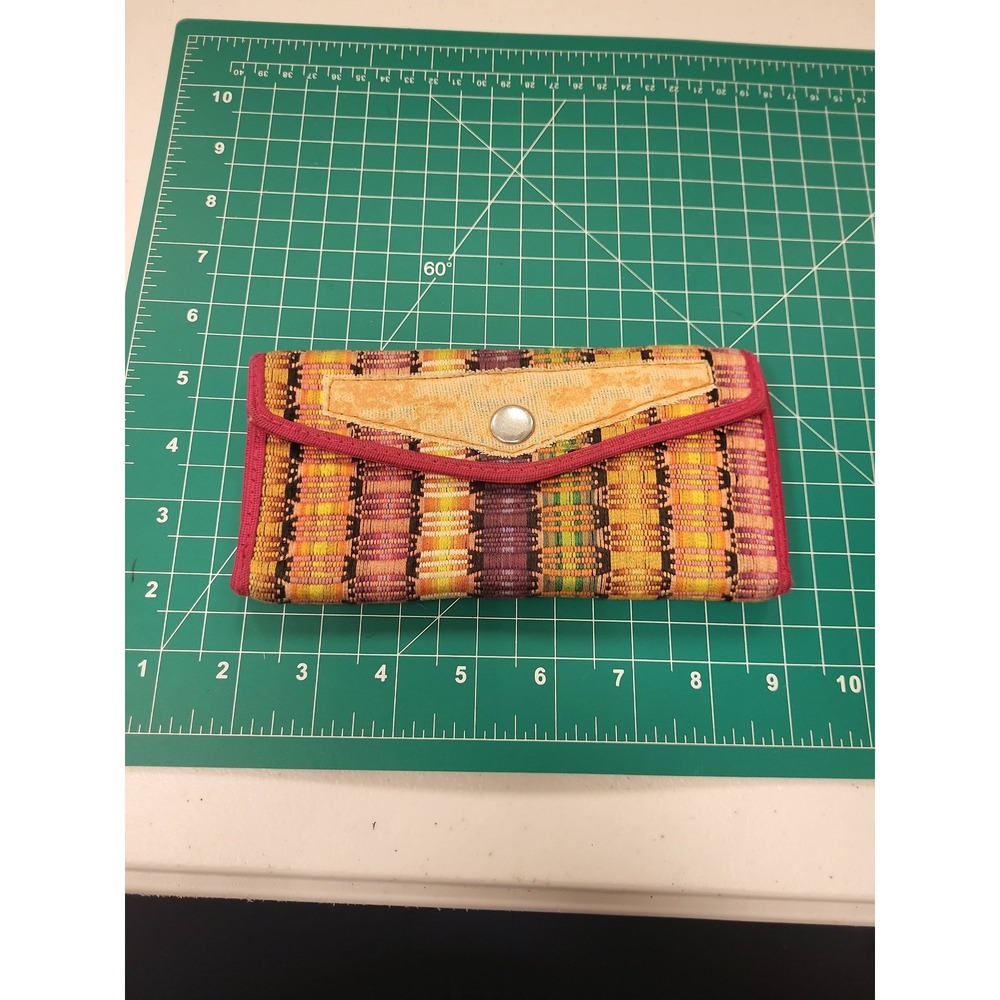 Vintage Woven Wallet Clutch Snap Closure Colorful Fabric Wallet‎ Travel Size